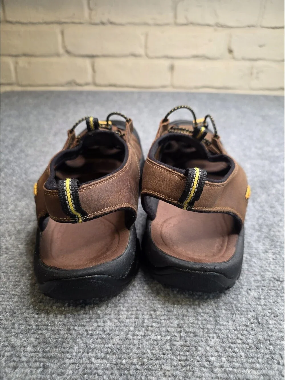 KEEN Newport Men's 13 Leather Hiking Sandals Bison Brown Closed Toe Trail EUC